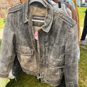 ISO distressed leather jacket